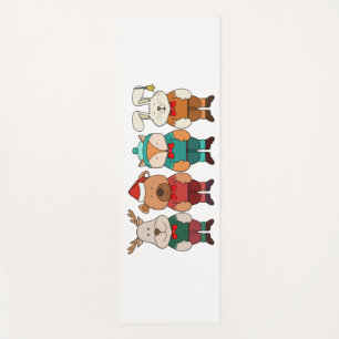 Adorable animals ready for winter yoga mat
