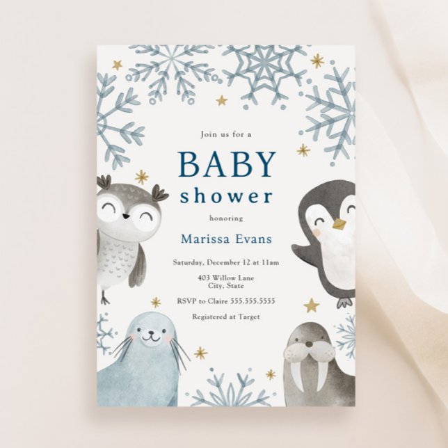 Adorable Animaux d'hiver Baby shower Invitation (Créateur téléchargé)
