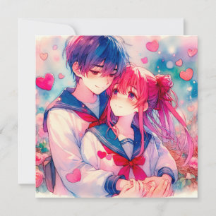 Adorable Anime Themed Personalized Valentine's Day Card