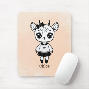 Adorable Antelope Girl - Cute Doodle Design Mouse Pad