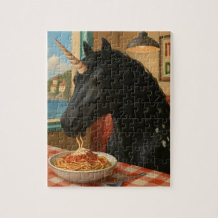 Adorable Appaloosa Unicorn Eating Pasta Jigsaw Puzzle