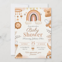 Adorable Aquarelle Safari Baby shower Invitation
