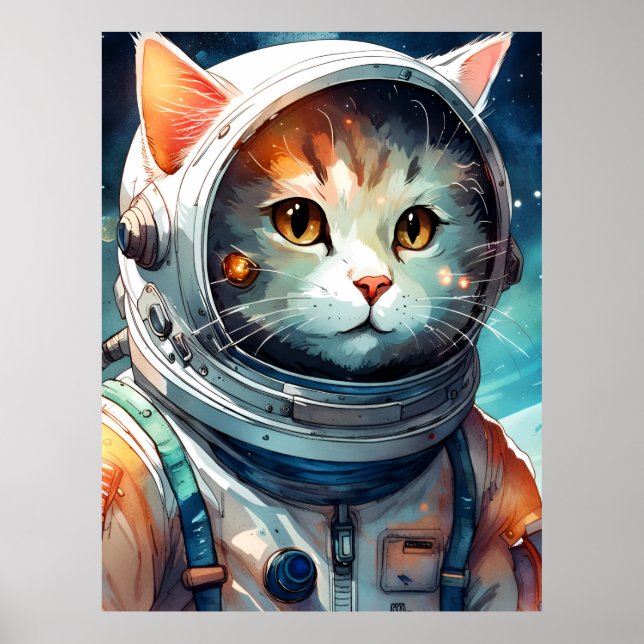 Adorable Astronaut Cat Poster (Front)
