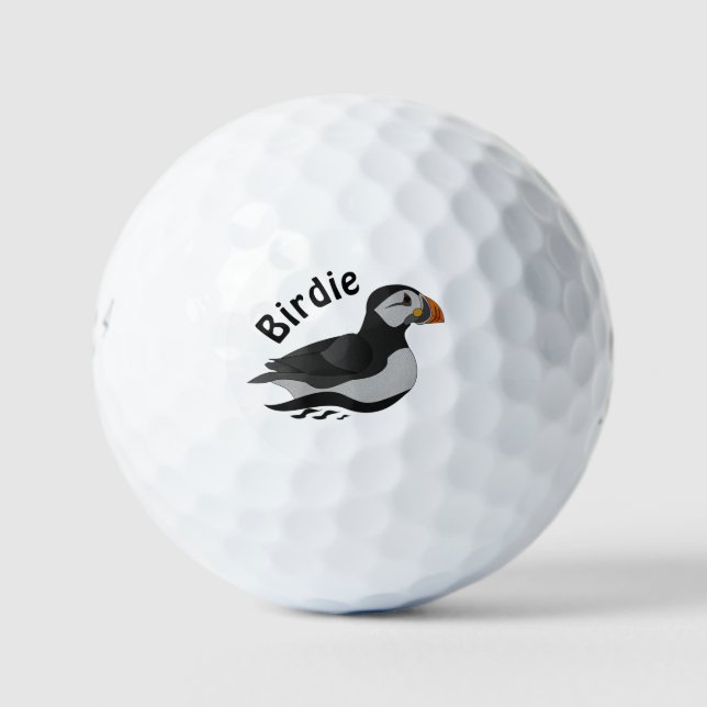 Adorable Atlantic Puffin Swimming Cartoon Golf Balls (Front)