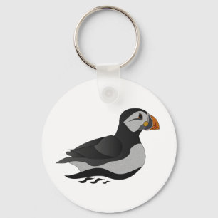 Adorable Atlantic Puffin Swimming Cartoon Keychain