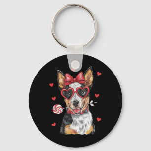 Adorable Australian Cattle Dog Lick Lollipop Valen Keychain