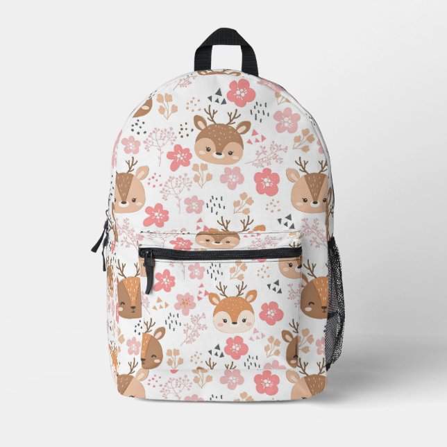 Adorable Autumn Forest Animal Printed Backpack (Front)