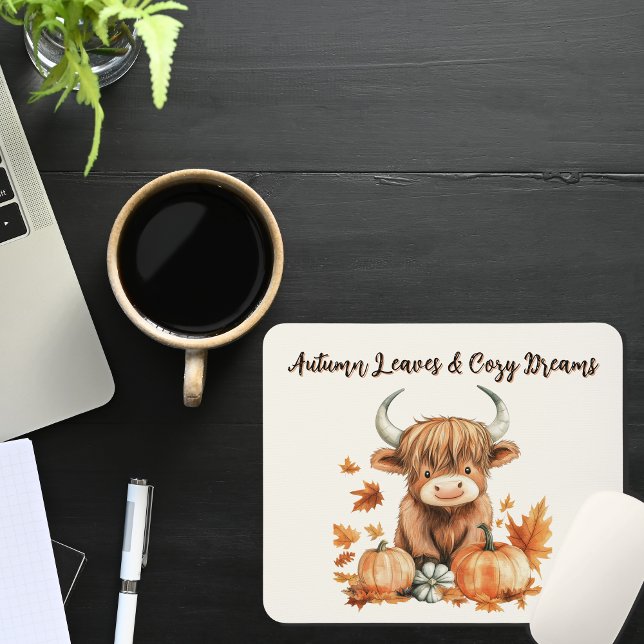 Adorable Autumn Highland Cow Mouse Pad (Creator Uploaded)
