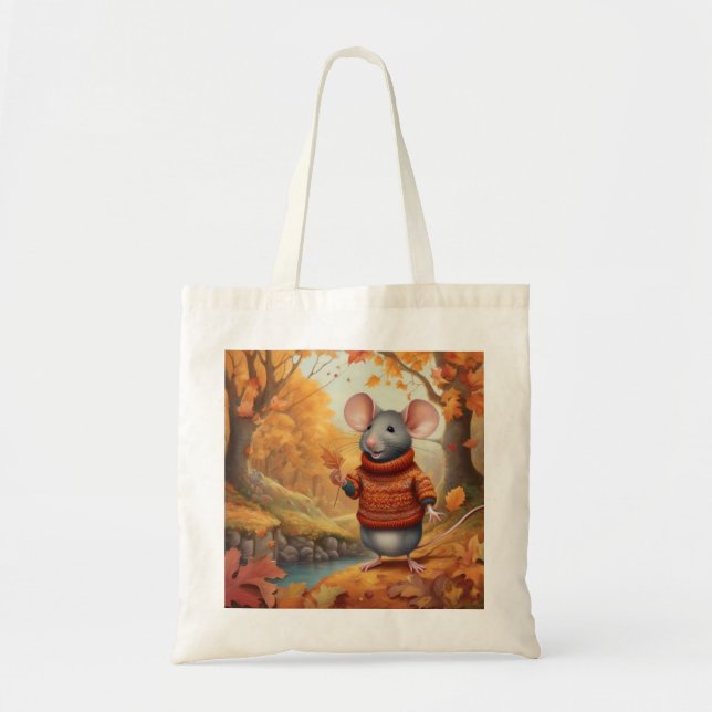 Adorable Autumn Mouse Enjoying Nature Tote (Front)