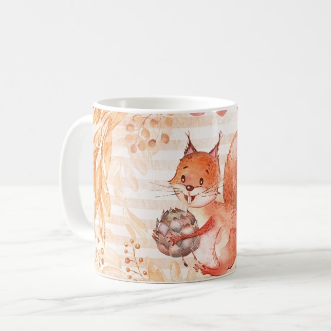 Adorable Autumn Squirrel Coffee Mug (Front Left)