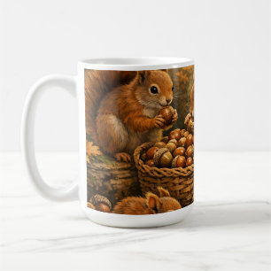 Adorable Autumn Squirrels Acorn Feast Coffee Mug