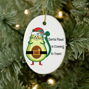 Adorable Avocado Couple Ornament, Customizable  Ceramic Ornament