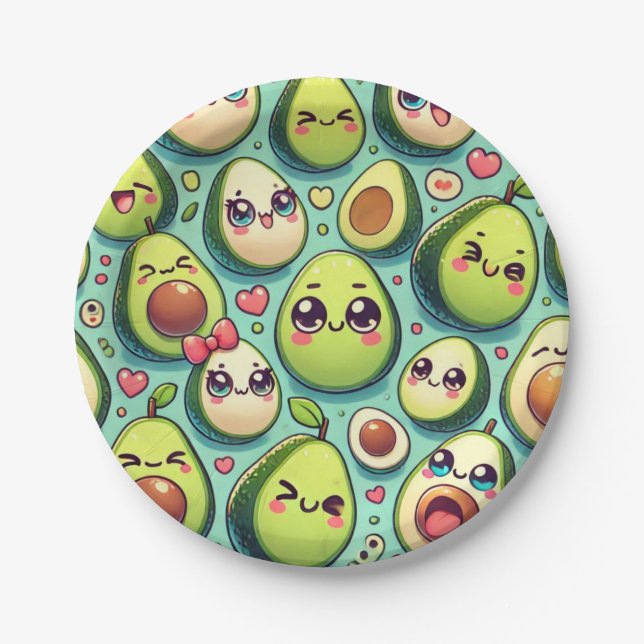 Adorable Avocados Paper Plate (Front)