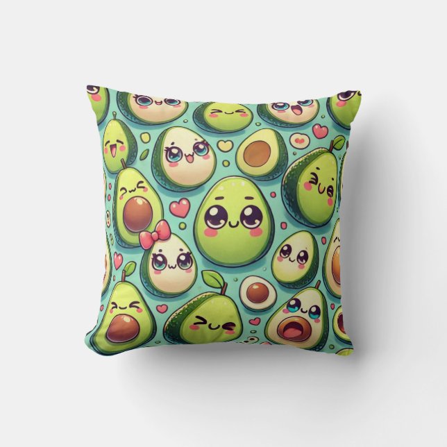 Adorable Avocados Throw Pillow (Front)