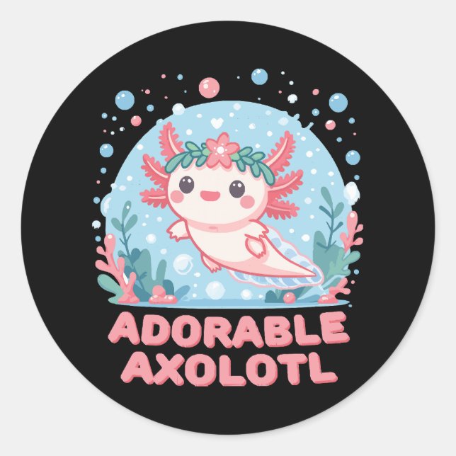 Adorable Axolotl Aquatic Cuteness Classic Round Sticker (Front)