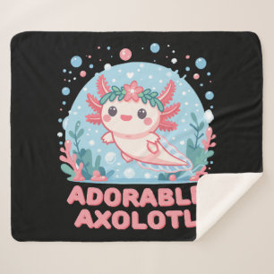 Adorable Axolotl Aquatic Cuteness Sherpa Blanket