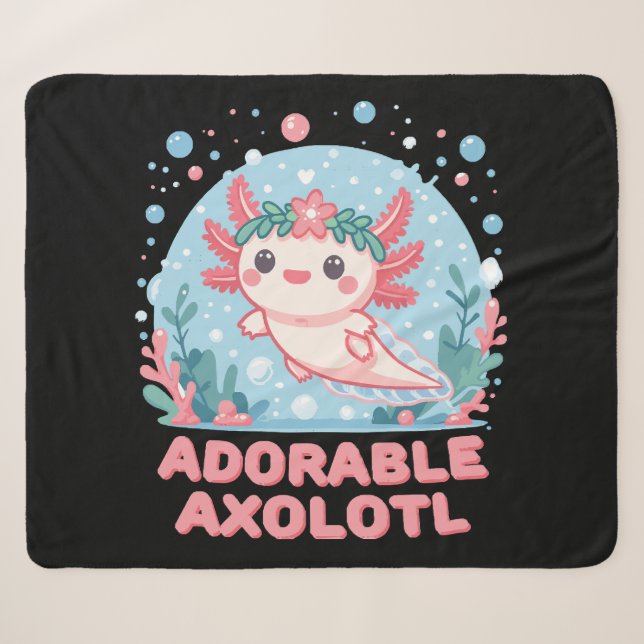 Adorable Axolotl Aquatic Cuteness Sherpa Blanket (Front (Horizontal))