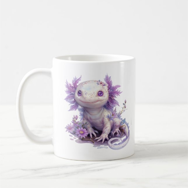 Adorable Axolotl Character with Summer Text Design Coffee Mug (Left)
