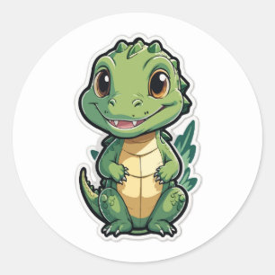 Adorable Baby Alligator Cartoon Design Classic Round Sticker