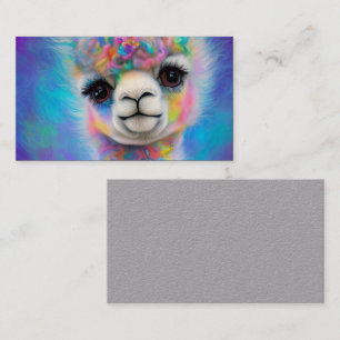 Adorable Baby Alpaca Animal in Pastel Colours Trip Business Card