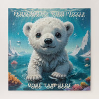 Adorable Baby Bear Cub Playing in the Arctic Ocean