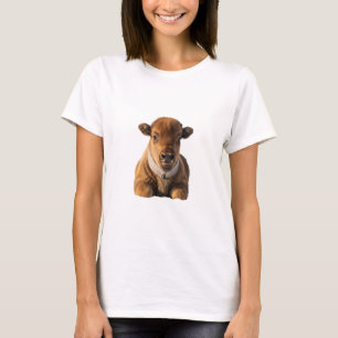 Adorable Baby Bison Portrait on Black Background T-Shirt