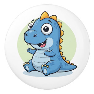 Adorable Baby Blue Dinosaur Ceramic Knob