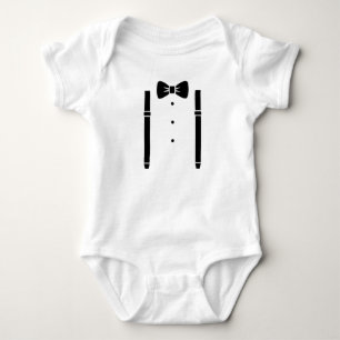 Adorable Baby Boy Suspenders & Bowtie One piece Bodysuit