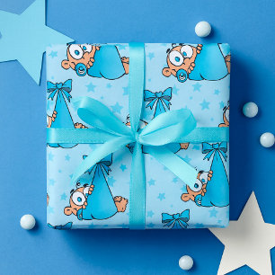 Adorable Baby Boy with Pacifier in a Sling  Wrapping Paper