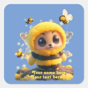 Adorable Baby Bumble Bee Personalize Custom  Square Sticker