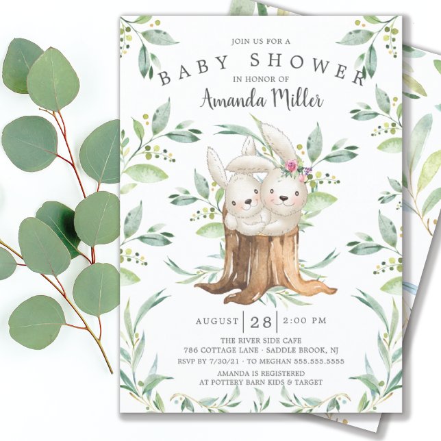 Adorable Baby Bunny Bunny Mom Baby Shower Invitation (Creator Uploaded)