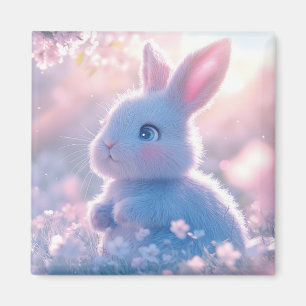 Adorable Baby Bunny in a Field of Flowers Magnet