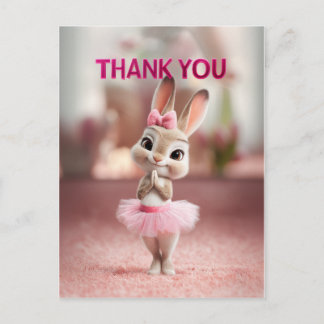 Adorable Baby Bunny in Pink Tutu Thank You Postcard