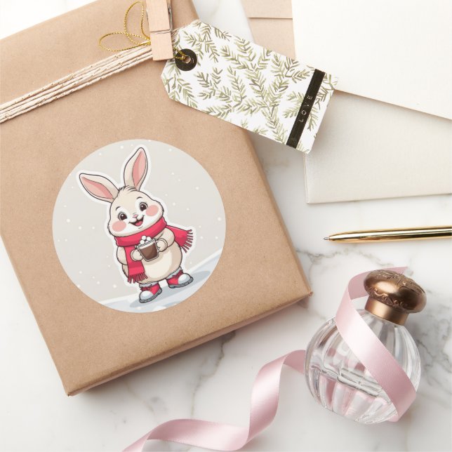 adorable baby bunny with a red scarf sticker (Gifting)