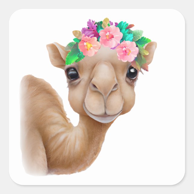 Adorable Baby Camel Square Sticker (Front)