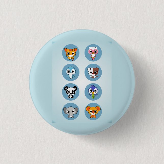 ADORABLE BABY CARTOON ANIMALS COLLECTION BUTTON (Front)