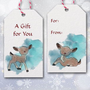 Adorable Baby Deer Christmas Gift Tags