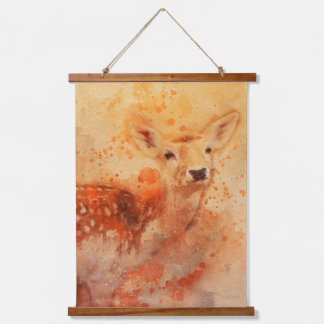 adorable baby deer fawn watercolor painting hanging tapestry