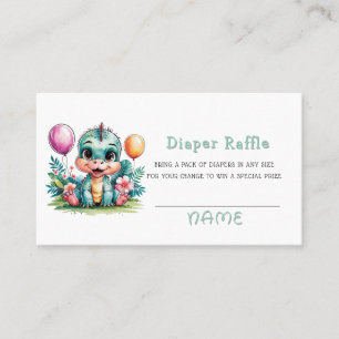Adorable Baby Dinosaur Diaper Raffle Business Card