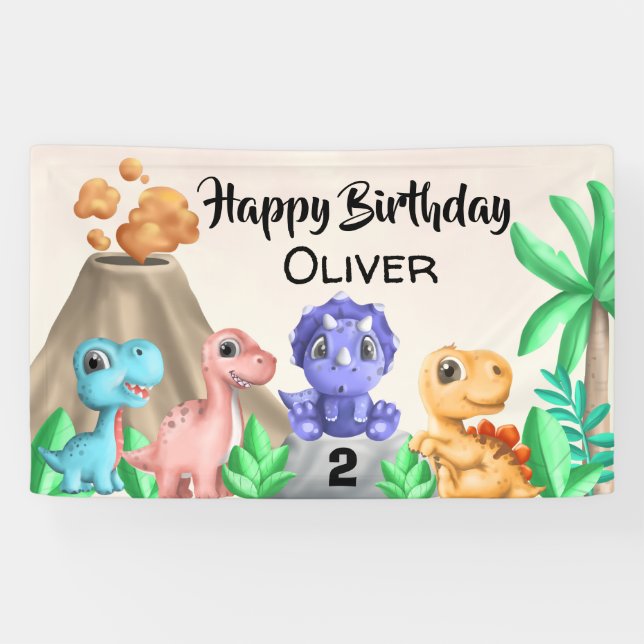 Adorable Baby Dinosaurs Birthday Party  Banner (Horizontal)
