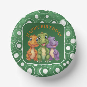 Adorable Baby Dinosaur's Party Paper Plate