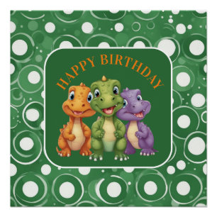 Adorable Baby Dinosaur's Party Poster