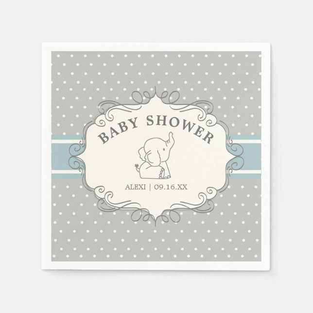 Adorable Baby Elephant | Baby Shower Napkin (Front)