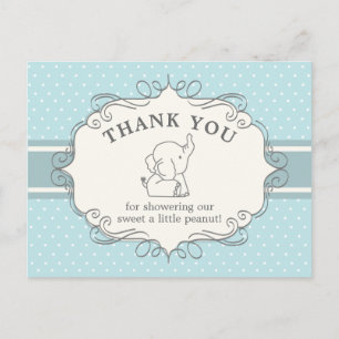 Adorable Baby Elephant   Baby Shower Thank You Postcard