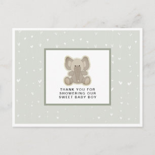 Adorable Baby Elephant Baby Shower Thank You Postcard