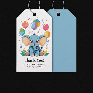 Adorable Baby Elephant Balloons Baby Shower Gift Tags