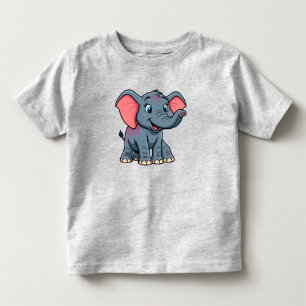Adorable Baby Elephant Cartoon Toddler T-shirt