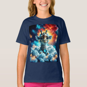 Adorable Baby Giraffe Head in Clouds T-Shirt