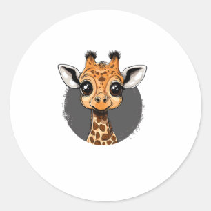 Adorable Baby Giraffe Illustration Classic Round Sticker