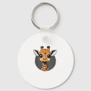 Adorable Baby Giraffe Illustration Keychain